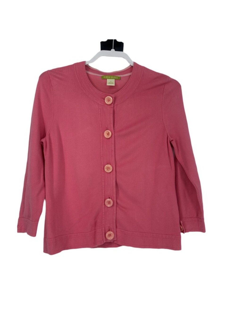 Sigrid Olsen Cardigan Medium Dusty Rose Pink Sweater Rayon Knit Classic Workwear